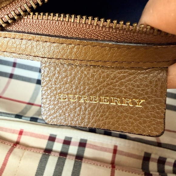 Burberry Tan Leather Satchel with Scarf Accent - Picture 13 of 13